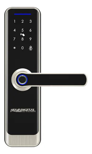 Fechadura Inteligente Wifi Biométrica Eletrônica Digital Touch NovaDigital SL06 Tuya Smart Life Preto Prata