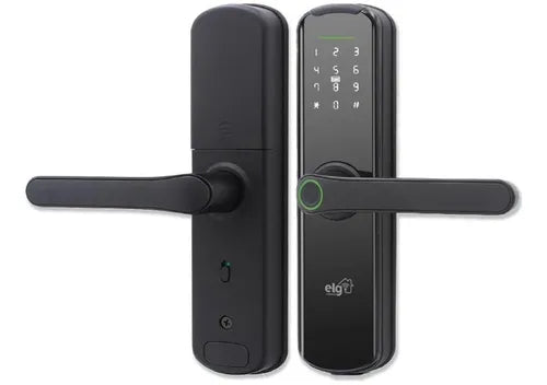 Fechadura Digital Biométrica Inteligente ELG SHFB700, Wi-Fi, Abertura por Biometria, Senha, Cartão de Proximidade, Aplicativo ou Chave de Emergência, Preto