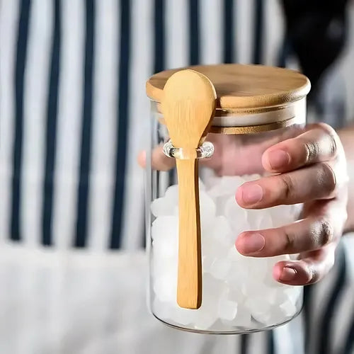Pote Hermético Bambu Sal Açúcar Café Leite Em Pó Biscoitos Cor Redondo
