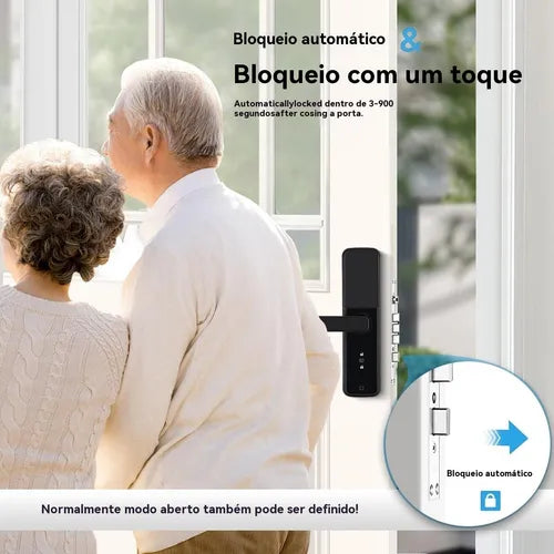 Fechadura Digital Biométrica Luczeng , 5 Em 1 Inteligente Fechadura Eletronica Com Tuya Wi-fi, Touch Screen Fechadura Digital - Abertura Via Biometria, Senha Numérica, Cartão Ic, Chave E App