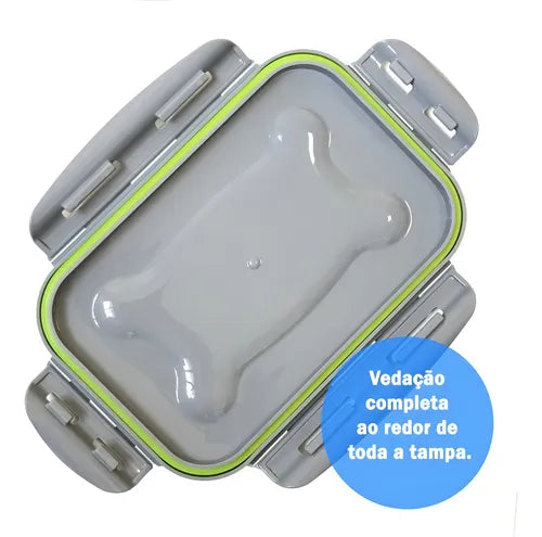 Kit com 2 marmitas 100% hermética com travas não vaza Bpa free cor cinza Lig Brin