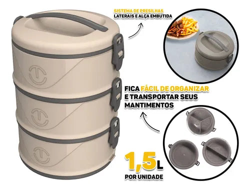 Marmita Térmica Plástica Com Tampa Hermética 1,5 Litros