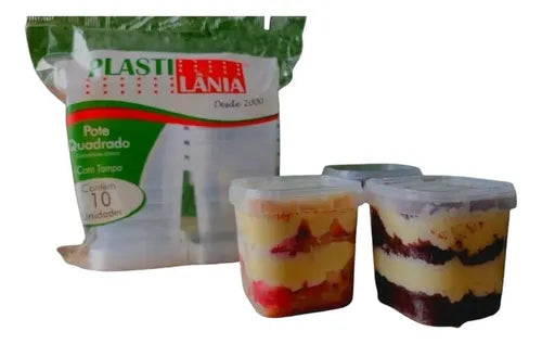 100un Pote Com Lacre Tampa Descartável 220ml Plastilani Bolo Transparente