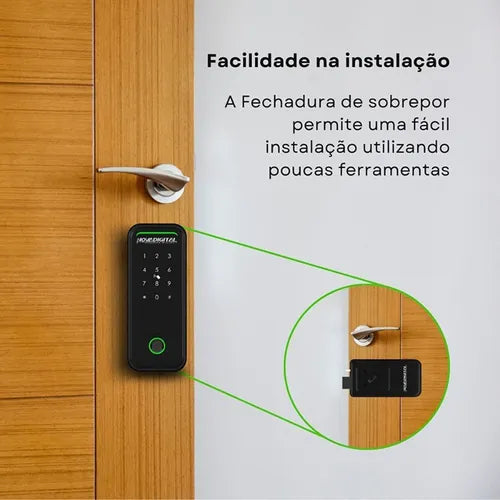 Fechadura Inteligente Eletrônica de Sobrepor Wi-fi Novadigital SM-07 Com Biometria Sem Maçaneta Cor Preto
