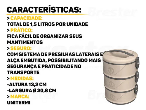 Marmita Térmica Plástica Com Tampa Hermética 1,5 Litros