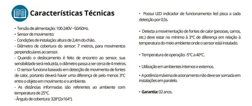 Sensor De Presença Movimento Plafon Fotocélula Timer Soquete E27 Exatron Smart X-control LEST4005XC 110V 220V Bivolt Branco