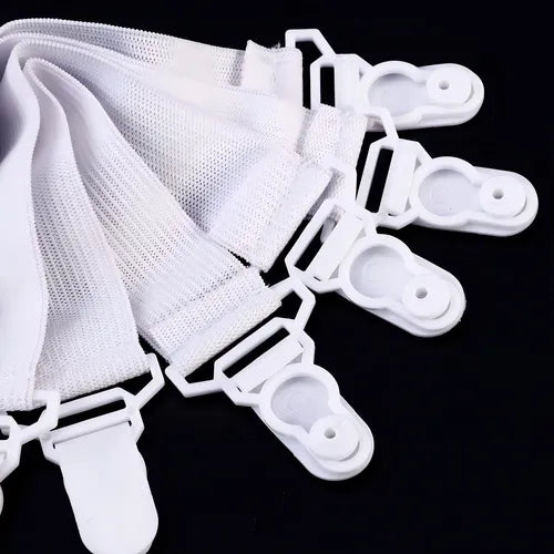 Kit 8 Prendedores Elástico P/lençol Segura Prende Presilha Desenho Do Tecido Branco