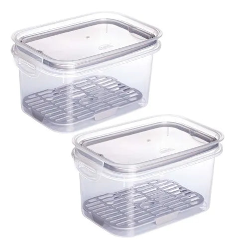 Pote Escorredor Frutas Verduras Frio Geladeira 1,2l Plasútil Cor Cinza
