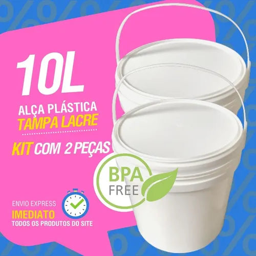 Balde Plástico 10l Material Virgem 2 Pçs