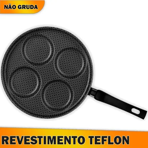 Kit Frigideira 4 Ovos Antiaderente Alumínio Multiflon Gourmet com Espátula