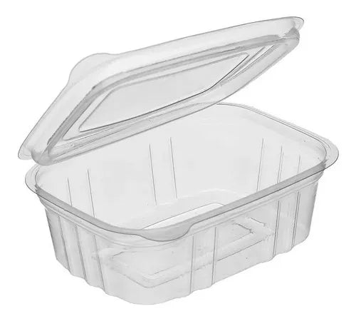 50 Unid Embalagem Pote Retangular 250ml Tampa Articulada PF-88