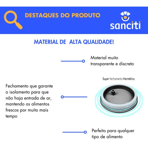 Potes De Acrílico Kit 4peças Tampa Hermética Transparente