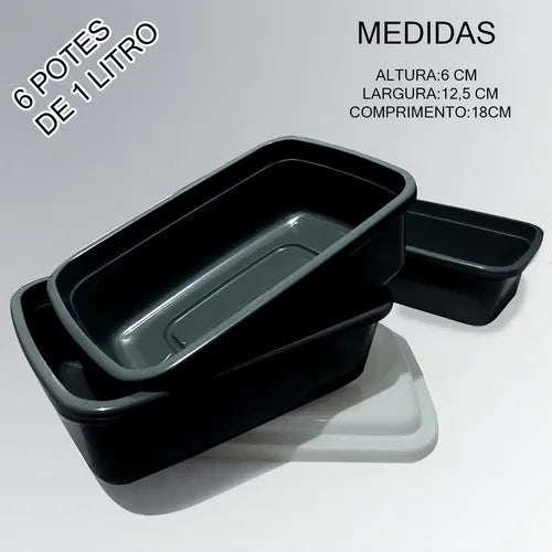Kit 10 Potes De Mantimentos Vasilhas Plásticas Retangular Cor Vermelho