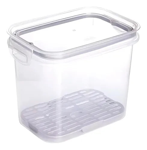 Pote C/ Escorredor Hermético Retangular C/ Travas 1,8 Litros