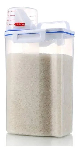 Dispenser De Ração Milho Feijão Arroz Sementes 2 Litros Cor Pote Hermetico Com Copo Medidor Multiuso Importe Cor Transparente