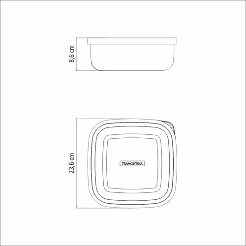 Pote Tramontina Freezinox Quadrado Tampa Plástica 23cm 3,6 L