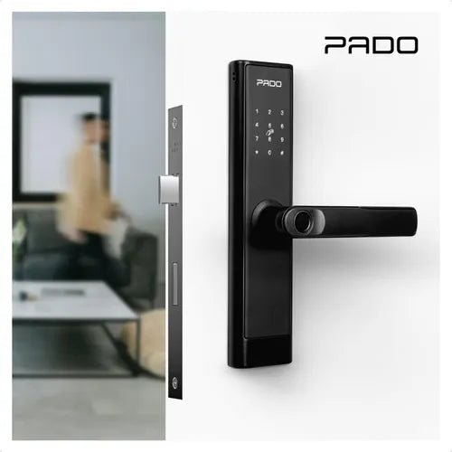 Fechadura Digital Pado Fde 250 Wifi Tuya Biometria Senha Tag Preta