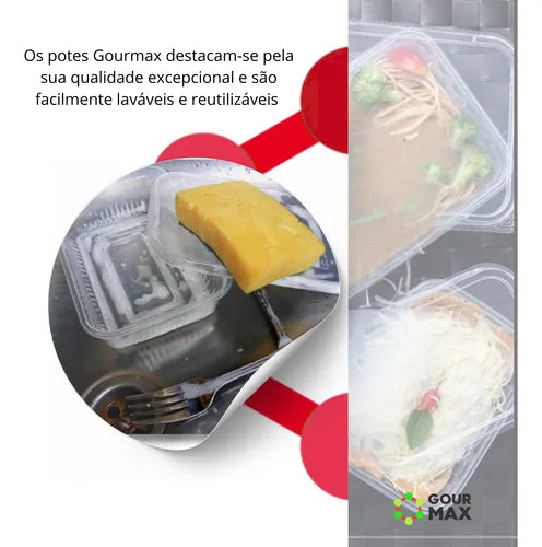 Marmitas Descartaveis Com Tampa Freezer 1l 24un Pote Fitness