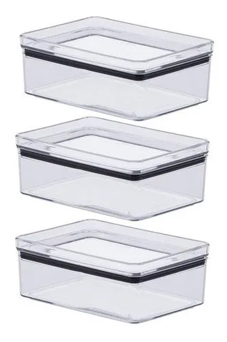 Pote Hermetico 770ml Porta Frios Acrilico Lumini Retangular Cor Transparente