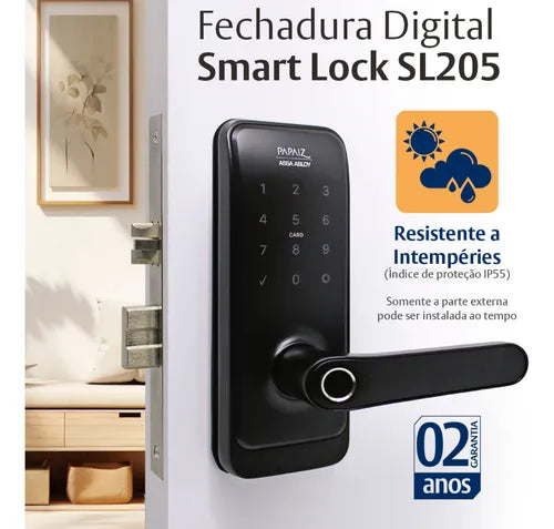 Fechadura Digital Papaiz SL205 Combo Hub Wifi Biometria Aplicativo Alexa