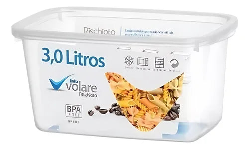 4 Potes Volare Transparente Rischioto 1,2 L E 3,0 L Pote Plástico Com Tampa Marmita Descartável Jogo De Potes