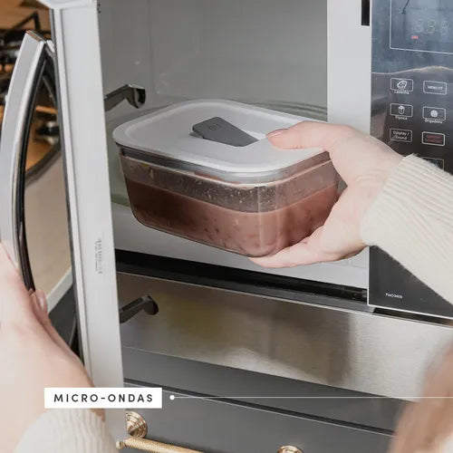 Kit 3 Potes De Vidro Herméticos 2,4l + 725ml Air Fryer Forno