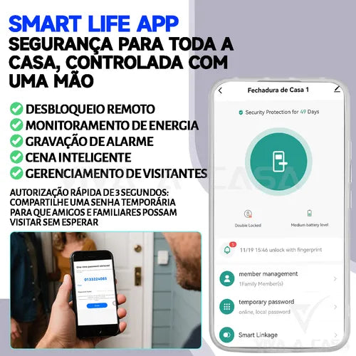 Fechadura Digital Eletronica C/ Câmera Senha Biométrica Wifi