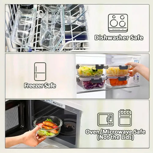 5 Potes Vidro Hermético Alimentos Microondas Home Life