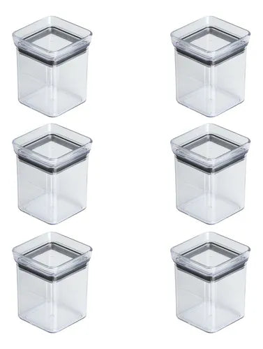 Jogo 6 Mini Potes Paramount Mini Lumini 180ml Organizadores De Temperos Cor Transparente