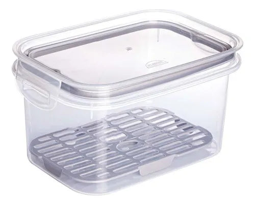 Pote Escorredor Frutas Verduras Frio Geladeira 1,2l Plasútil Cor Cinza