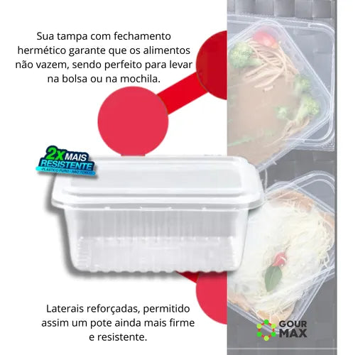 Marmitas Descartaveis Com Tampa Freezer 1l 24un Pote Fitness