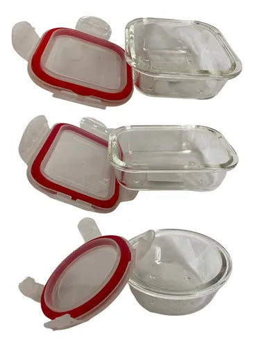 Conjunto 3 Potes De Vidro Com Tampa Hermética 150ml/170ml Cor Transparente