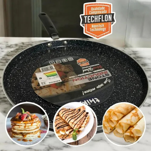 Frigideira Indução Antiaderente Crepe Tapioca Panqueca 22cm Cor Black/wood
