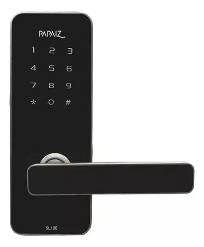 Fechadura Smart Lock Digital Sl100 Preta Com Prata Papaiz