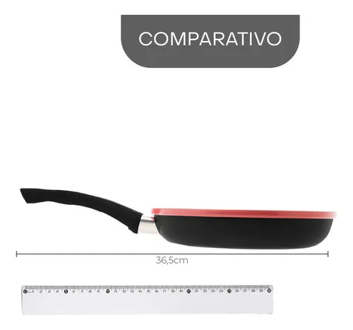 Frigideira de Indução em Alumínio com Revestimento Cerâmico Granito Chef Vermelha 20cm Lyor