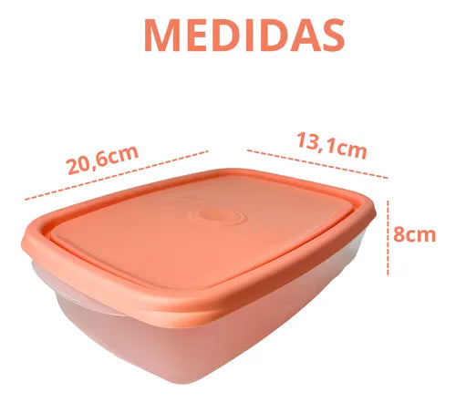 Kit 3 Potes Plásticos C/tampa 785 Ml Linha Fácil Sanremo Cor TAMPA COR CORAL
