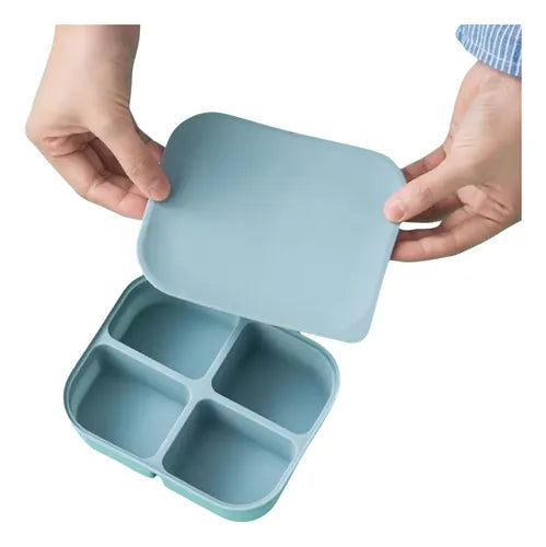 01 Porta Papinha 4 Compartimentos C/ Tampa Silicone Bpa Free