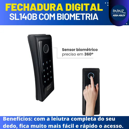 Fechadura Eletronica Papaiz Sobrepor Sl140b Senha Biometria