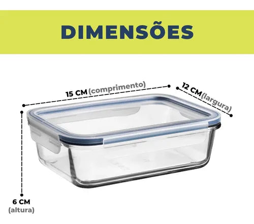 Kit 12 Potes De Vidro Vedação Hermética 370 Ml Cor Azul