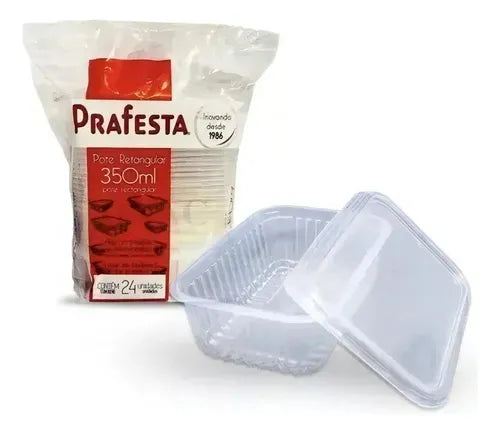Pote Retangular Microondas E Freezer 350ml C/48 Unidades Cor Transparente