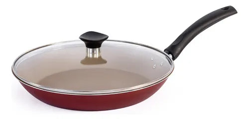 Frigideira Antiaderente Tramontina Turim Profissional Grande 28 Cm Com Tampa Cor Vermelha