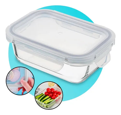 Kit 4 Potes 1040ml Hermético Vidro Marmita Com 4 Travas
