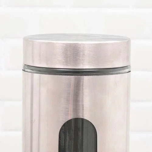 Kit 5 Potes Hermético Mantimentos Aço Inox Com Visor Vedação