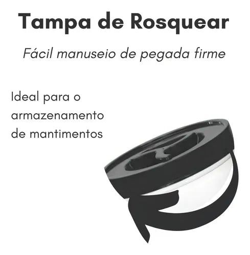 4 Pote Porta Alimento Tampa De Rosca 1 Litro Kit 4 Peças Cor Preto