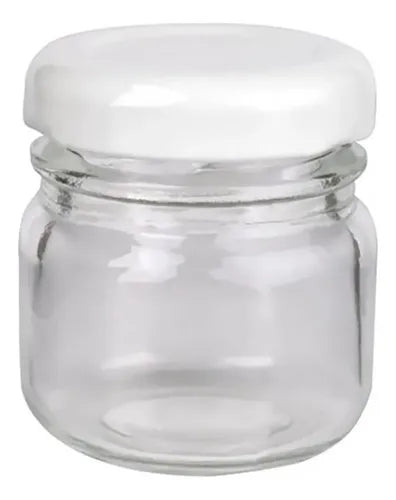 Kit Com 24 Potinhos De Vidro 40ml + Tampa Metálica E Lacres Cor Branco