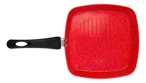 Bistequeira de Indução em Alumínio com Revestimento Cerâmico Vermelha 24cm Lyor