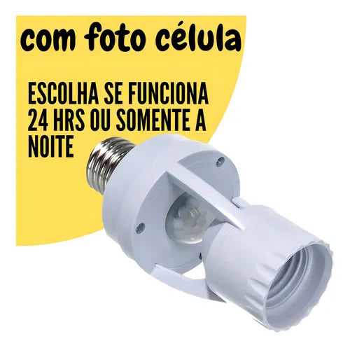 Sensor De Presença P/lâmpada Soquete E27 C/fotocélula Bocal Sensor De Movimento Infravermelho