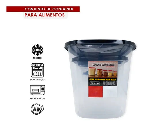 Kit Porta Mantimentos Vasos Com 5 Peças Uninjet Bpa-free