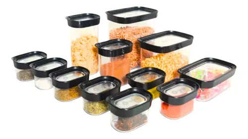 Kit 12 Potes Herméticos Acrílico Para Alimentos Cozinha