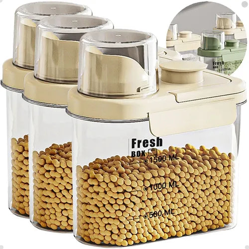 Kit 3 Potes Acrílico Dispenser Multiuso Copo Dosador E Tampa